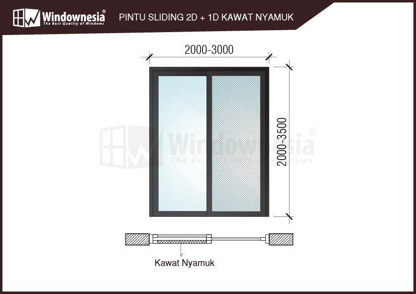 Pintu Geser Kawat Nyamuk Dua Daun