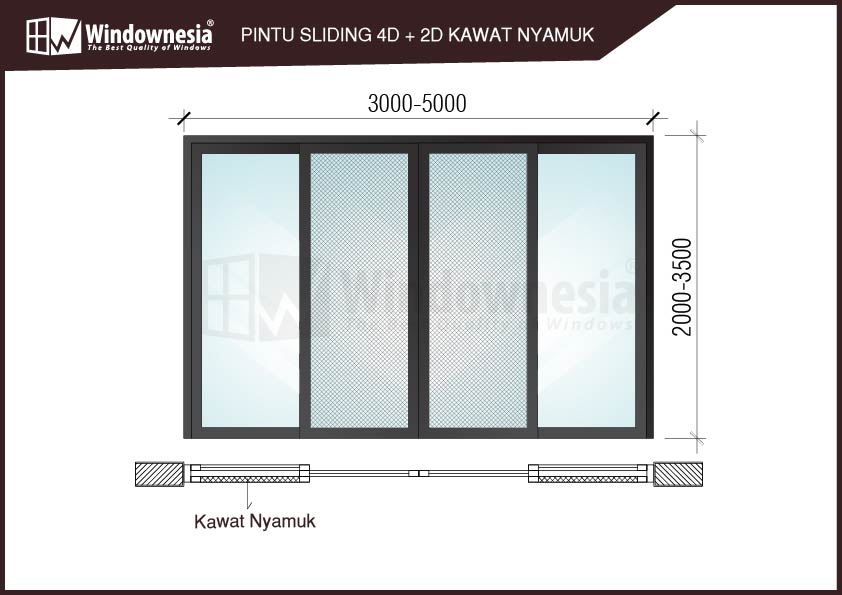 Pintu Geser Kawat Nyamuk Empat Daun