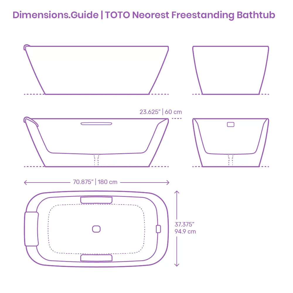 Dimensions Guide Fixtures Bathtubs Baths TOTO Neorest Freestanding Bathtub