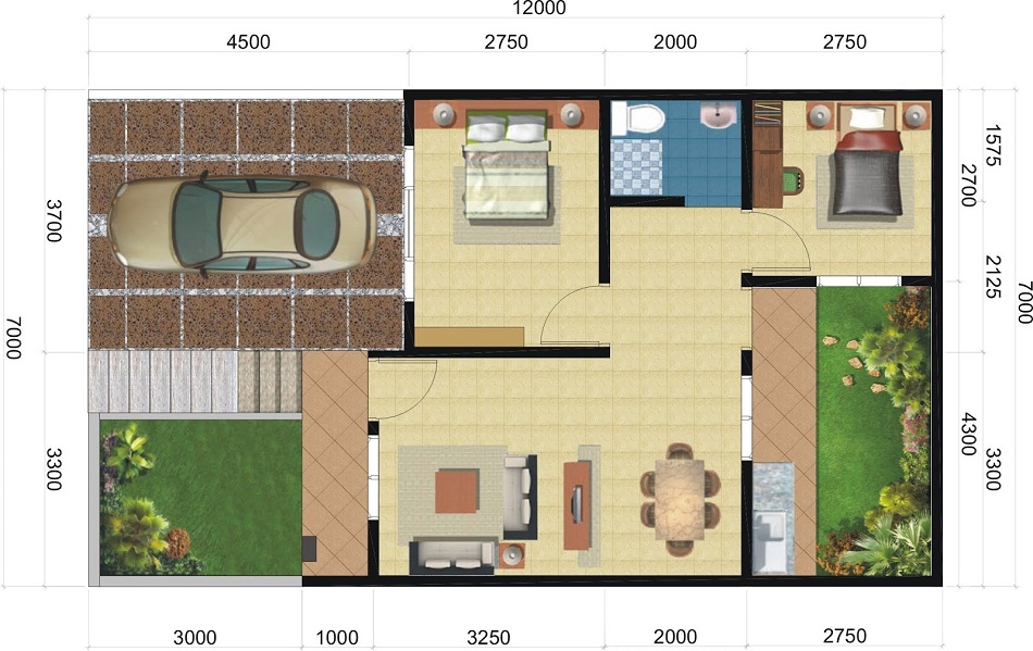 20 Contoh Denah Rumah Minimalis Tipe 60 Terbaru ? Design Rumah