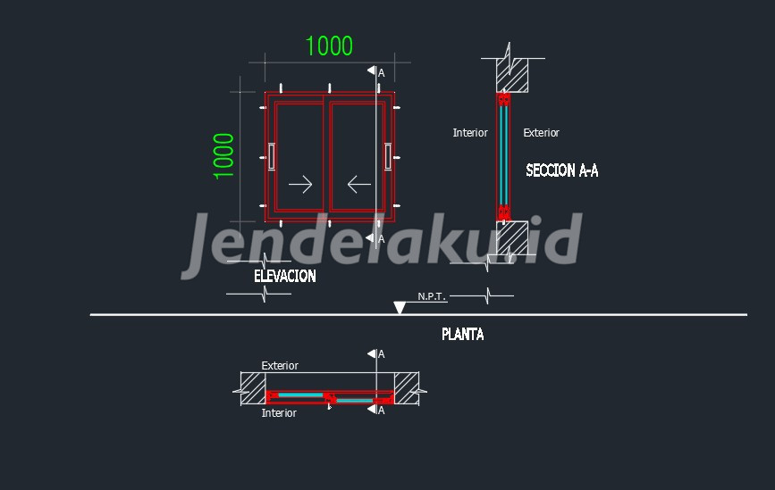 Jendela Geser Autocad