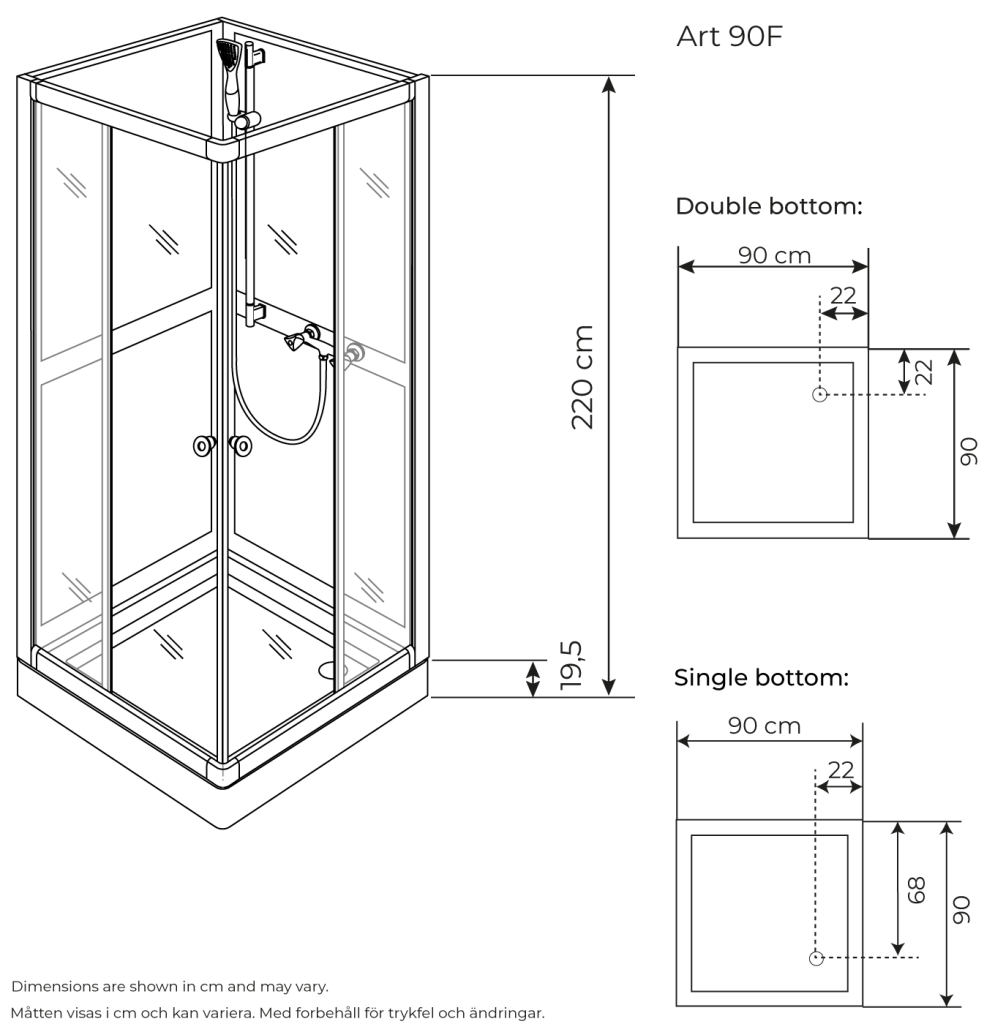 Ukuran Partisi Shower box