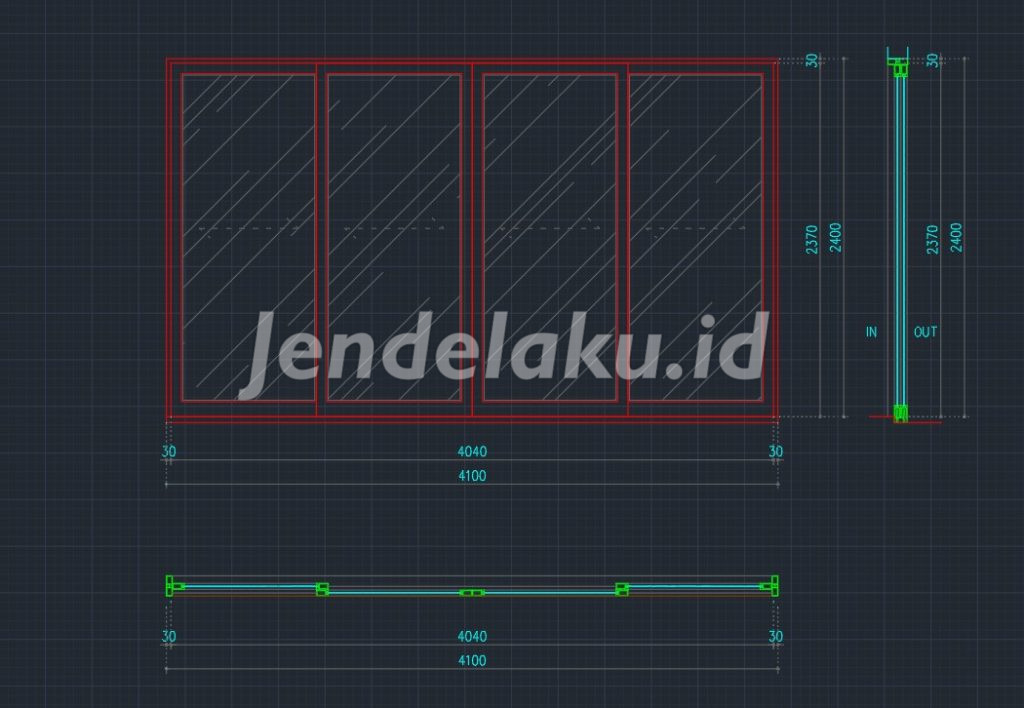 Detail Pintu Geser Aluminium Autocad