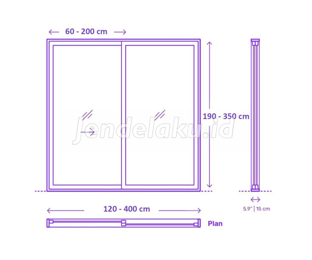 Ukuran Pintu Sliding 2 Daun Overlap