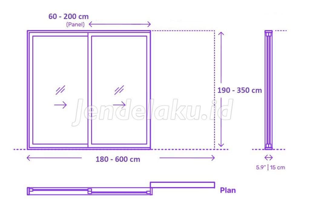 Ukuran Pintu Sliding 2 Daun Pocket