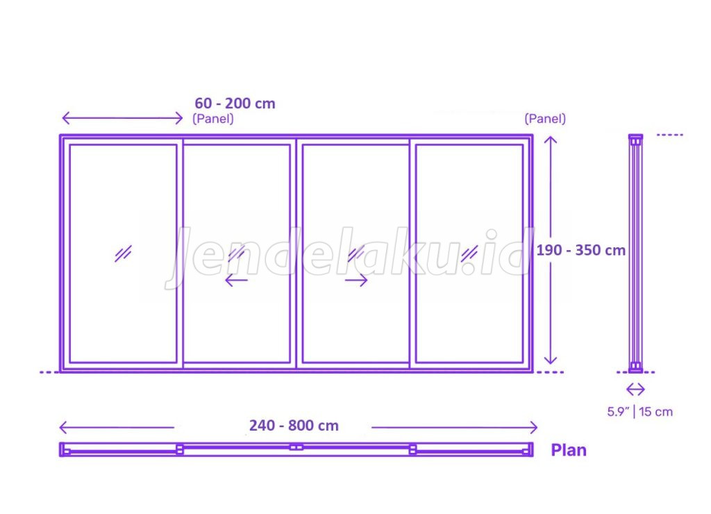 Ukuran Pintu Sliding 2 Daun dan Kaca Mati